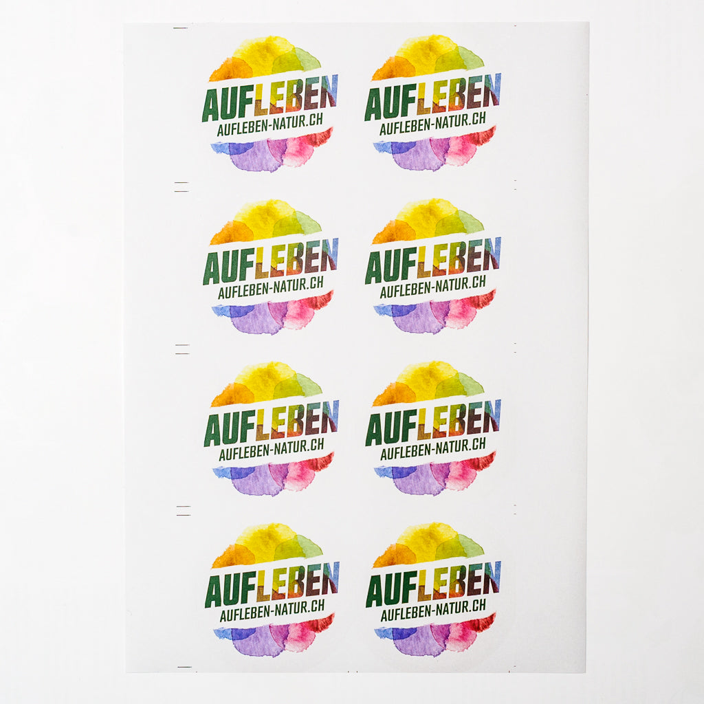 Logo-Sticker gross «Aufleben – mit mehr Natur» (8 Stück auf Bogen)