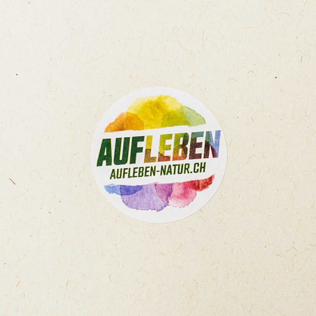 Logo-Sticker klein «Aufleben – mit mehr Natur» (35 Stück auf Bogen)