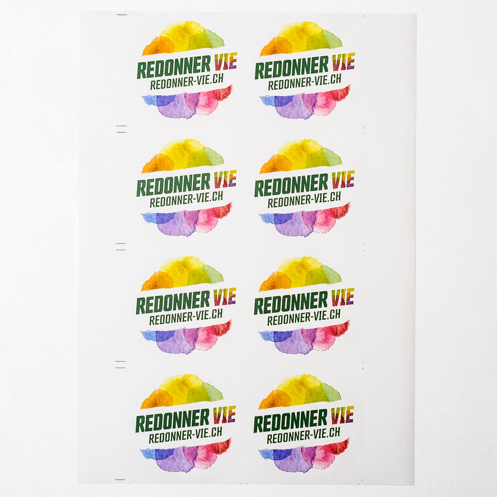 Sticker Logo grand «Redonner vie – avec plus de nature» (8 pièces sur feuille)
